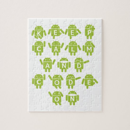 Keep Calm And Code On Software Developer Bugdroid Jigsaw Puzzle