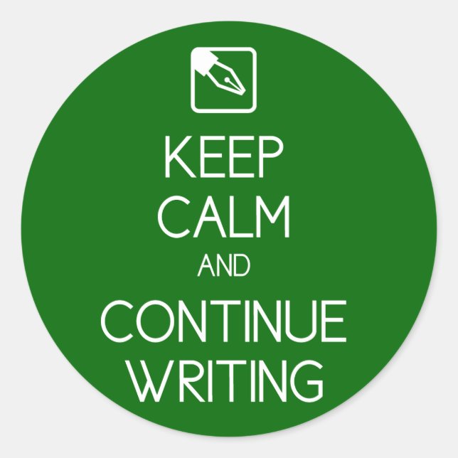 Keep Calm and Continue Writing Sticker (Front)