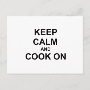 Keep Calm and Cook On black gray blue Postcard