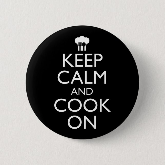 Keep Calm And Cook On Button (Front)