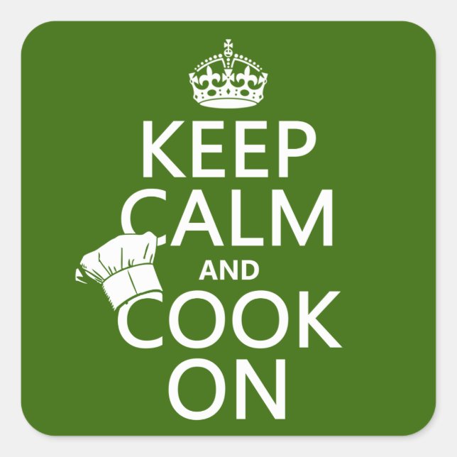 Keep Calm and Cook On Square Sticker (Front)