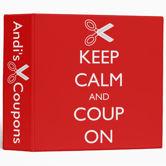 "Keep Calm and Coup On" Personalized Coupon Binder (Front/Spine)