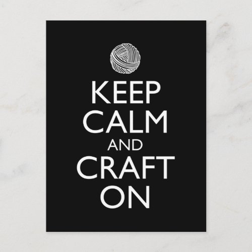 Keep Calm And Craft On Funny Knitting Crochet Postcard