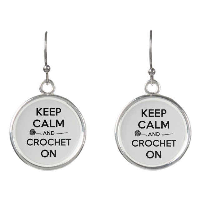 Keep Calm and Crochet On  Earrings (Front)