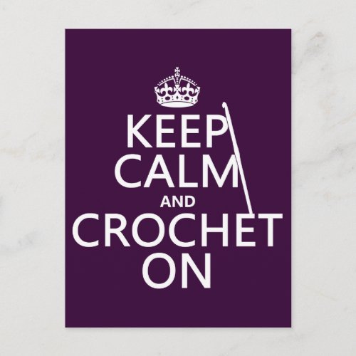 Keep Calm and Crochet On Postcard