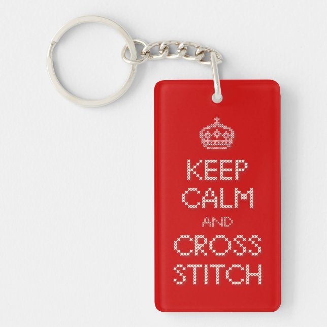Keep Calm and Cross Stitch Keychain (Front)