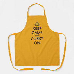 Keep calm and curry on funny kitchen cooking apron