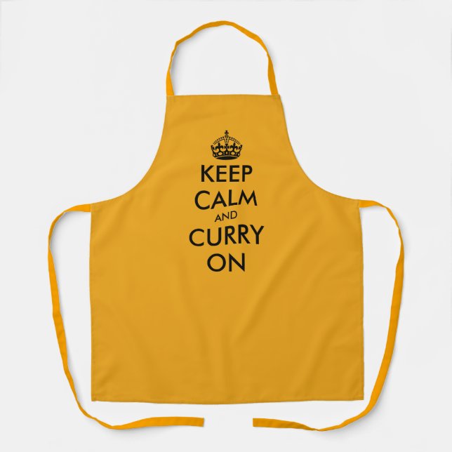 Keep calm and curry on funny kitchen cooking apron (Front)