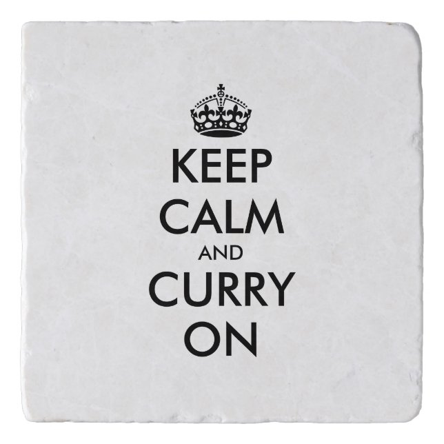 Keep calm and curry on funny marble trivet for pot (Front)