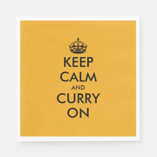 Keep calm and curry on funny yellow paper napkins