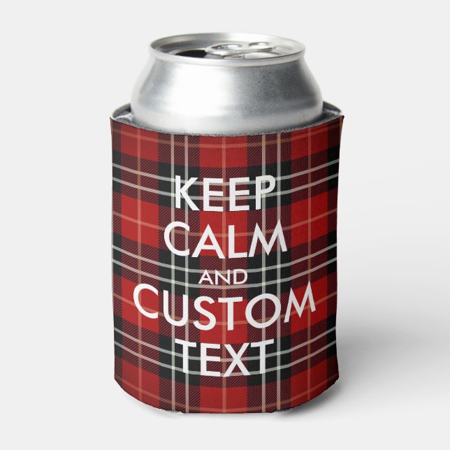 Keep Calm and Customize this Red Plaid Can Cooler (Can Front)