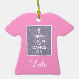 Keep Calm and Dance On Lavender Bokeh Ceramic Ornament