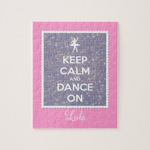 Keep Calm and Dance On Lavender Bokeh Jigsaw Puzzle