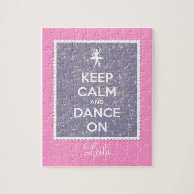 Keep Calm and Dance On Lavender Bokeh Jigsaw Puzzle (Vertical)