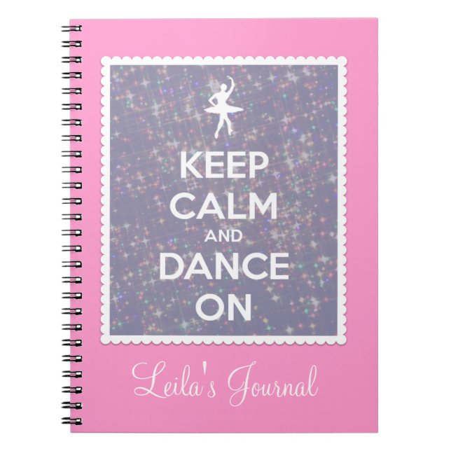 Keep Calm and Dance On Lavender Bokeh Notebook (Front)