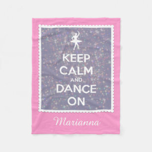 Keep Calm and Dance On Lavender Bokeh Personalized Fleece Blanket