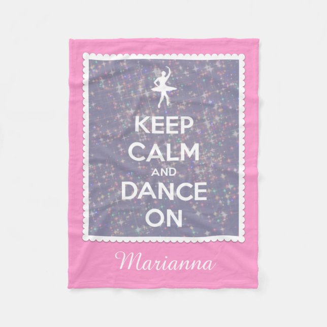 Keep Calm and Dance On Lavender Bokeh Personalized Fleece Blanket (Front)