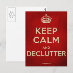 Keep Calm and Declutter postcard | Zazzle