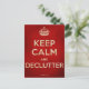 Keep Calm and Declutter postcard | Zazzle