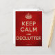 Keep Calm and Declutter postcard | Zazzle