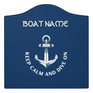 Keep Calm And Dive On,Anchor Navy Blue Door Sign