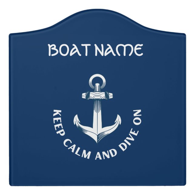 Keep Calm And Dive On,Anchor Navy Blue  Door Sign (Large Crest Front)