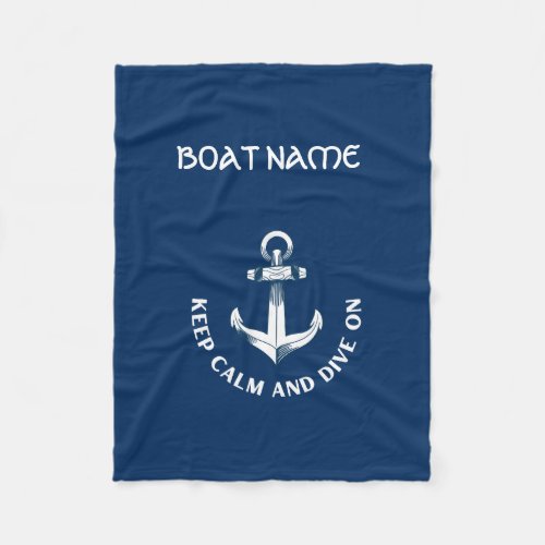 Keep Calm And Dive OnAnchor Navy Blue  Fleece Blanket