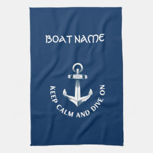 Keep Calm And Dive On,Anchor Navy Blue Kitchen Towel