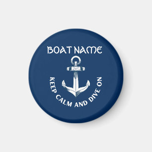 Keep Calm And Dive On,Anchor Navy Blue Magnet