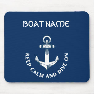 Keep Calm And Dive On,Anchor Navy Blue Mouse Pad