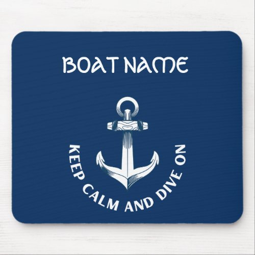 Keep Calm And Dive OnAnchor Navy Blue  Mouse Pad