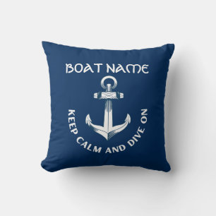 Keep Calm And Dive On,Anchor Navy Blue  Throw Pillow
