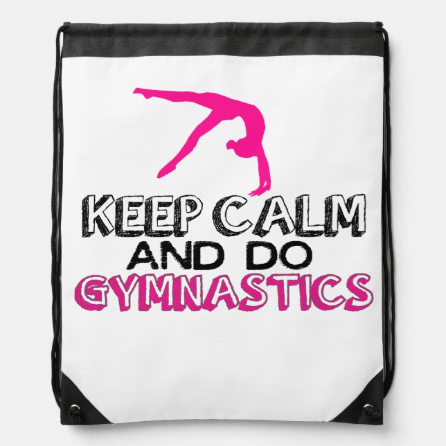 Keep Calm and Do Gymnastics Drawstring Bag (Front)
