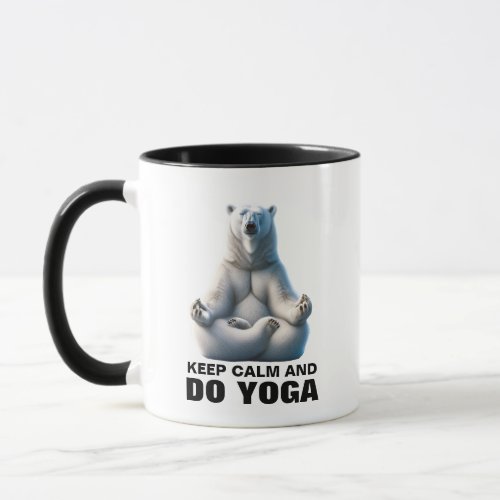 Keep calm and do yoga polar bear mug