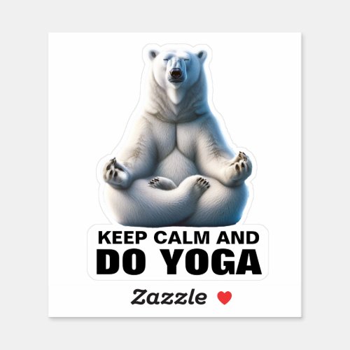 Keep calm and do yoga polar bear sticker
