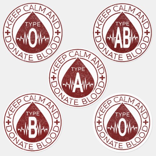 Keep Calm And Donate Blood Emblem All Blood Type Labels