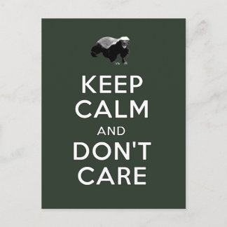 Keep Calm and Don't Care Postcard