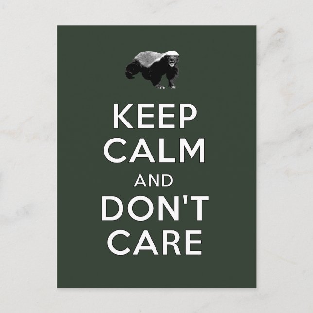 Keep Calm and Don't Care Postcard (Front)