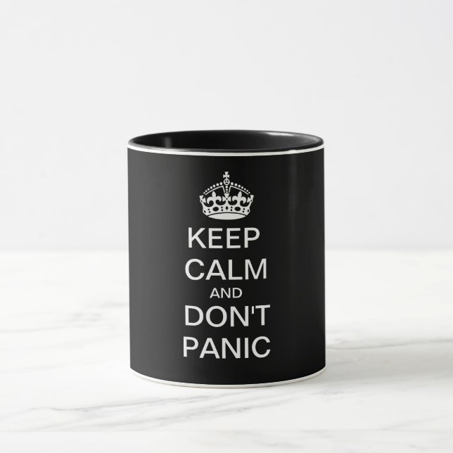 KEEP CALM AND DON'T PANIC - personalized text Mug (Center)