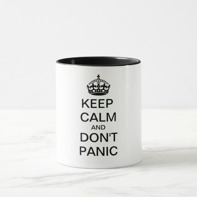 Keep Calm and DON'T PANIC - personalized text Mug (Center)