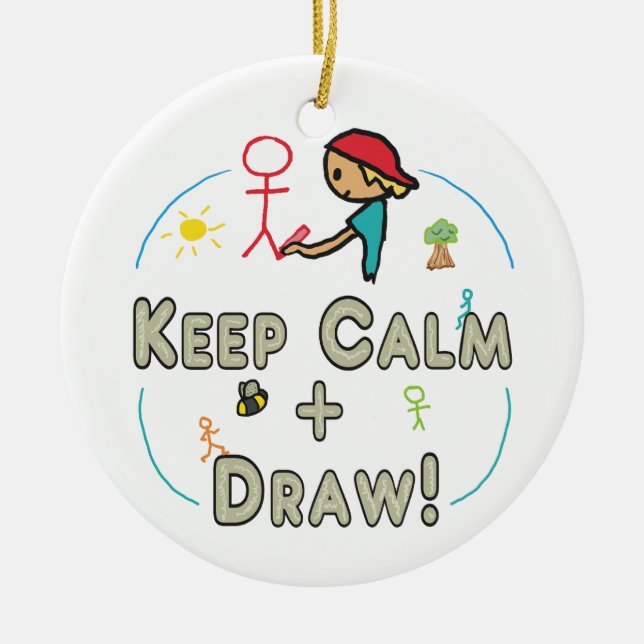 Keep Calm and Draw Ceramic Ornament (Front)