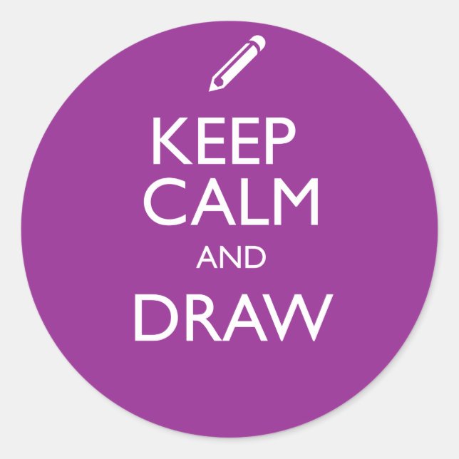 KEEP CALM AND DRAW CLASSIC ROUND STICKER (Front)