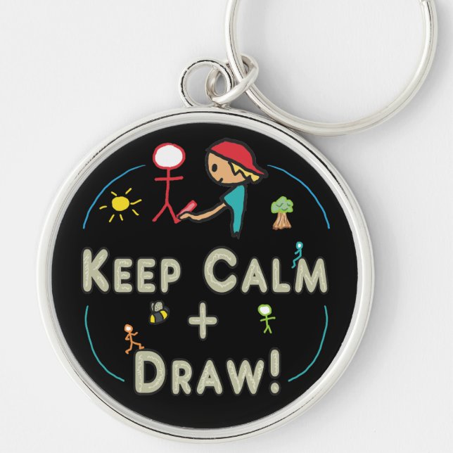 Keep Calm and Draw Keychain (Front)