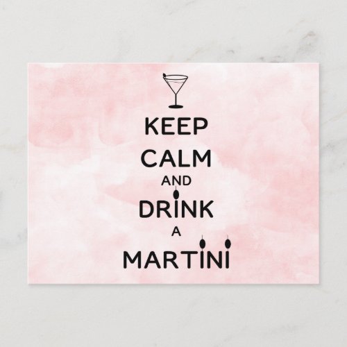 Keep Calm and Drink A Martini Postcard