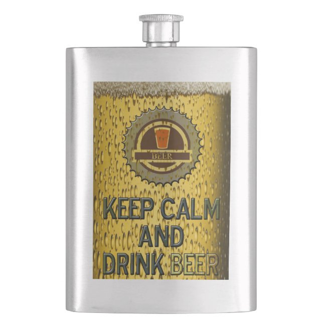 Keep calm and drink beer flask (Front)