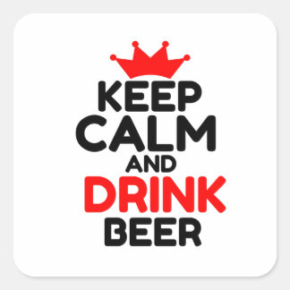 KEEP CALM AND DRINK BEER SQUARE STICKER