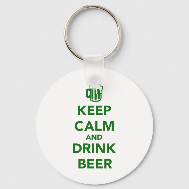 Keep calm and drink beer St. Patricks day Keychain (Front)