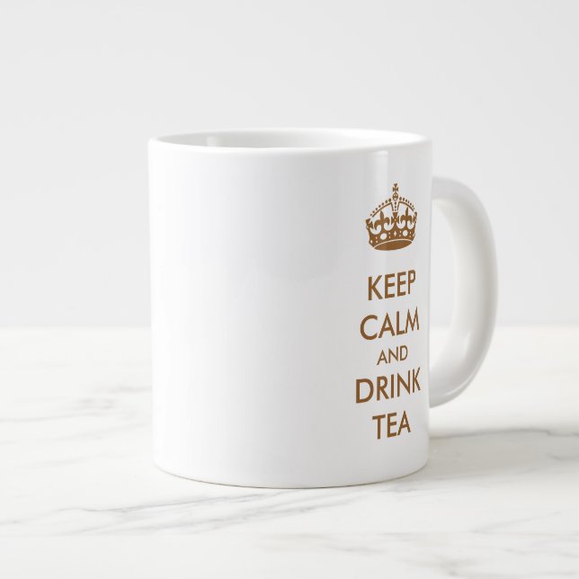 Keep Calm and Drink Tea Brown Natural Kraft Paper Giant Coffee Mug (Front Right)