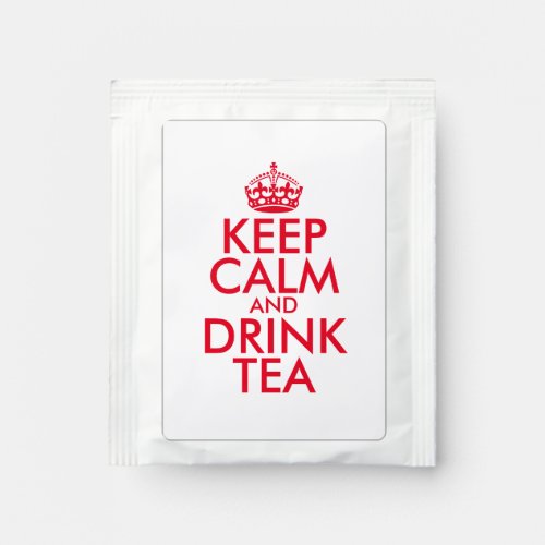 Keep calm and drink tea funny custom tea bag drink mix