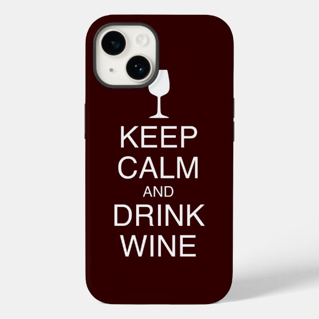 Keep Calm and Drink Wine Funny Dark Red Case-Mate iPhone Case (Back)